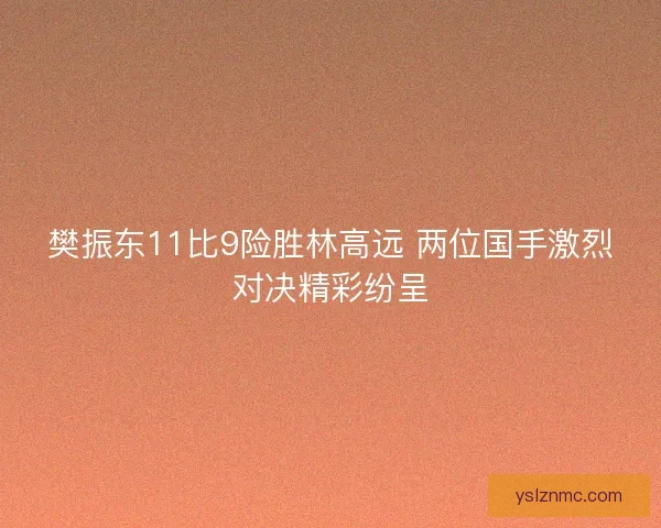 樊振东11比9险胜林高远 两位国手激烈对决精彩纷呈