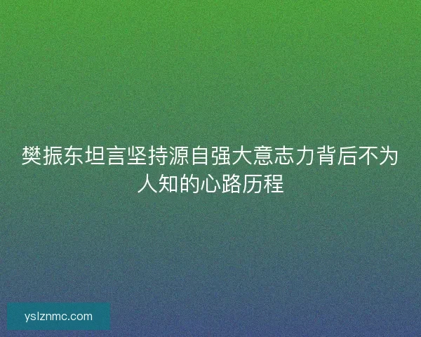 樊振东坦言坚持源自强大意志力背后不为人知的心路历程