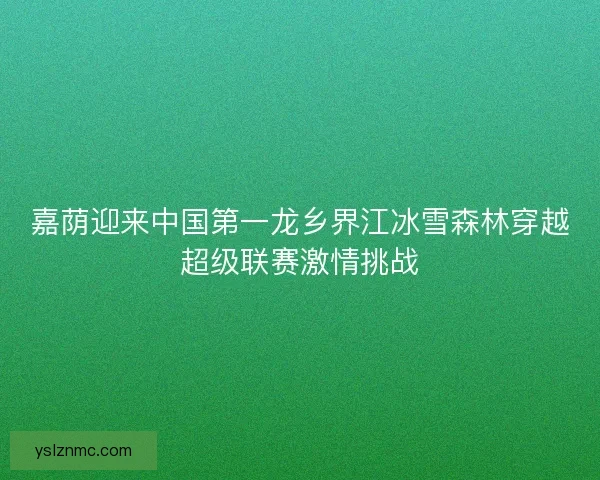 嘉荫迎来中国第一龙乡界江冰雪森林穿越超级联赛激情挑战