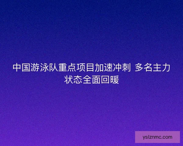 中国游泳队重点项目加速冲刺 多名主力状态全面回暖