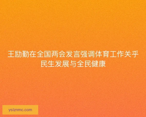 王励勤在全国两会发言强调体育工作关乎民生发展与全民健康